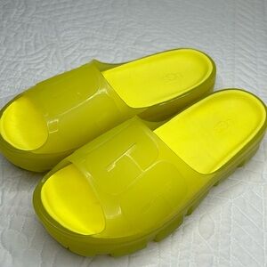 UGG •6A (Narrow)• Jella Platform Slides Sunny Yellow Slip On Jelly Sandal Shoes